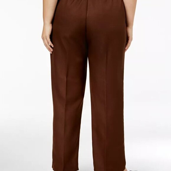 Alfred Dunner Women Plus Size Classic Pull-On Straight-Leg Pant Brown 18W SMALL - Picture 2 of 5
